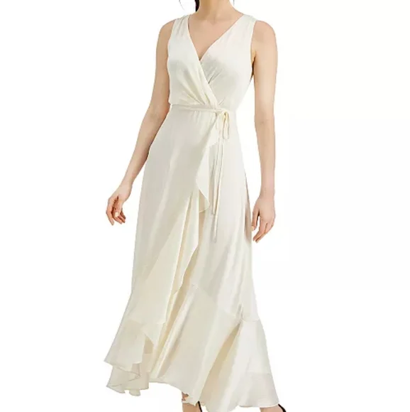 Macy's | Dresses | New Chiffon Highlow Maxi Dress In Cream Size 6
